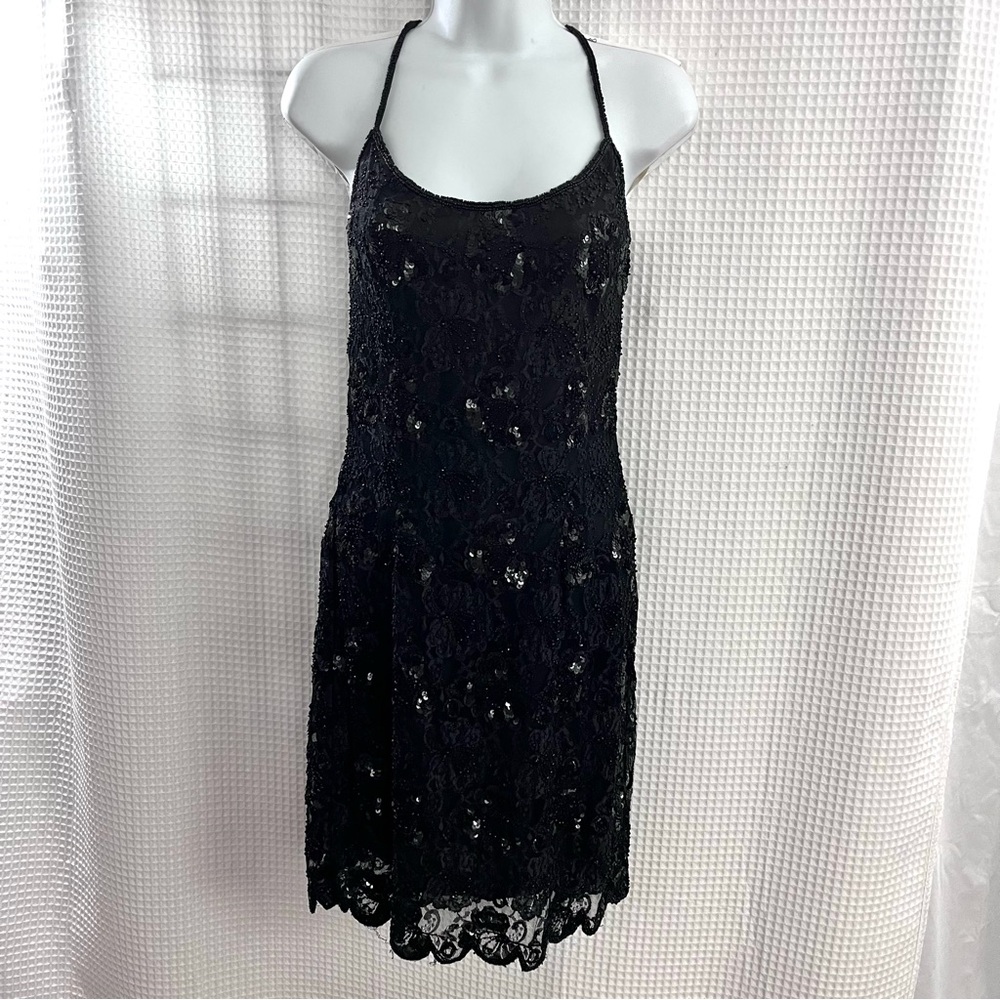 JRT ladies Black Lace & Sequin Mini Dress size 8